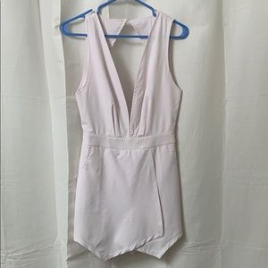 White deep-v neck romper